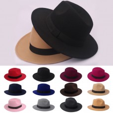 Elegant Mujer Ladies Wool Felt Cloche Wide Brim Trilby Fedora Hombre Panama Hat Cap  eb-38511771
